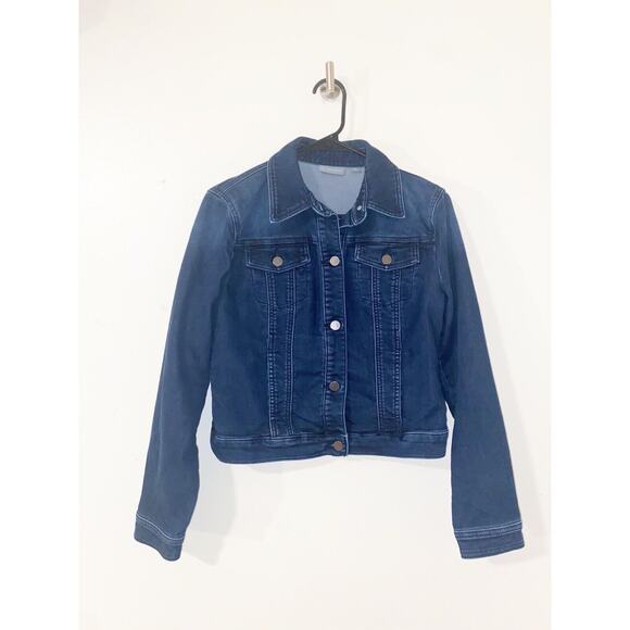 New York Jackets & Blazers - New York & Company Jacket Women Blue Denim Small Casual Workplace